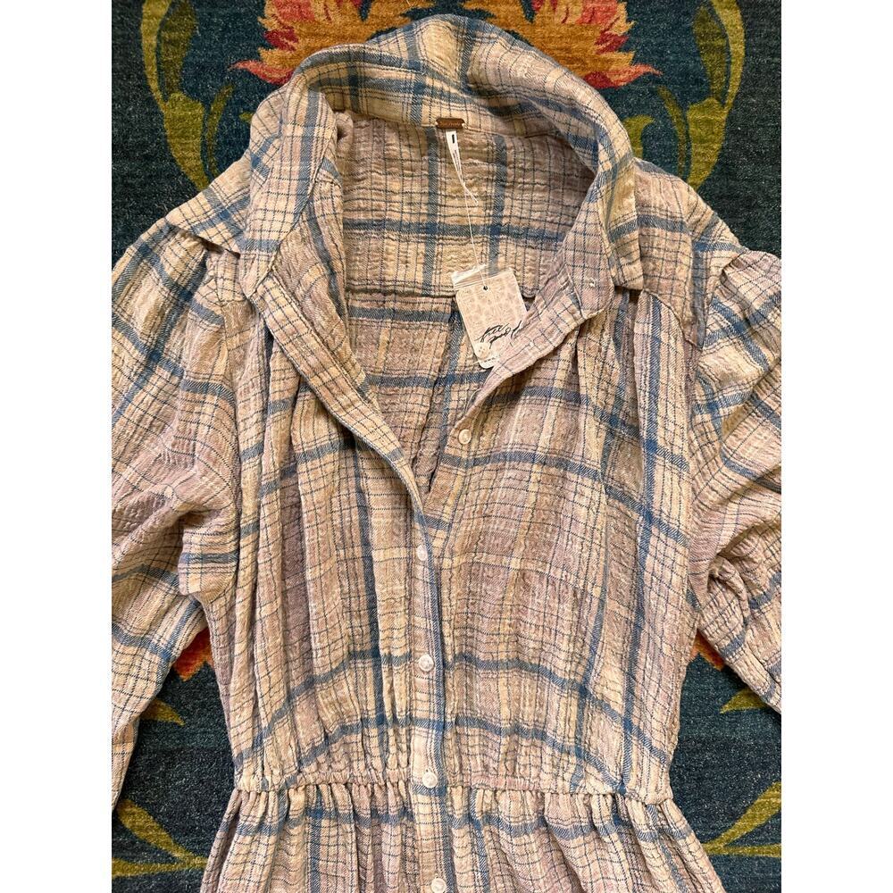 NWT Free People Elai Plaid Shirt Dress Size Medium - Picture 4 of 7
